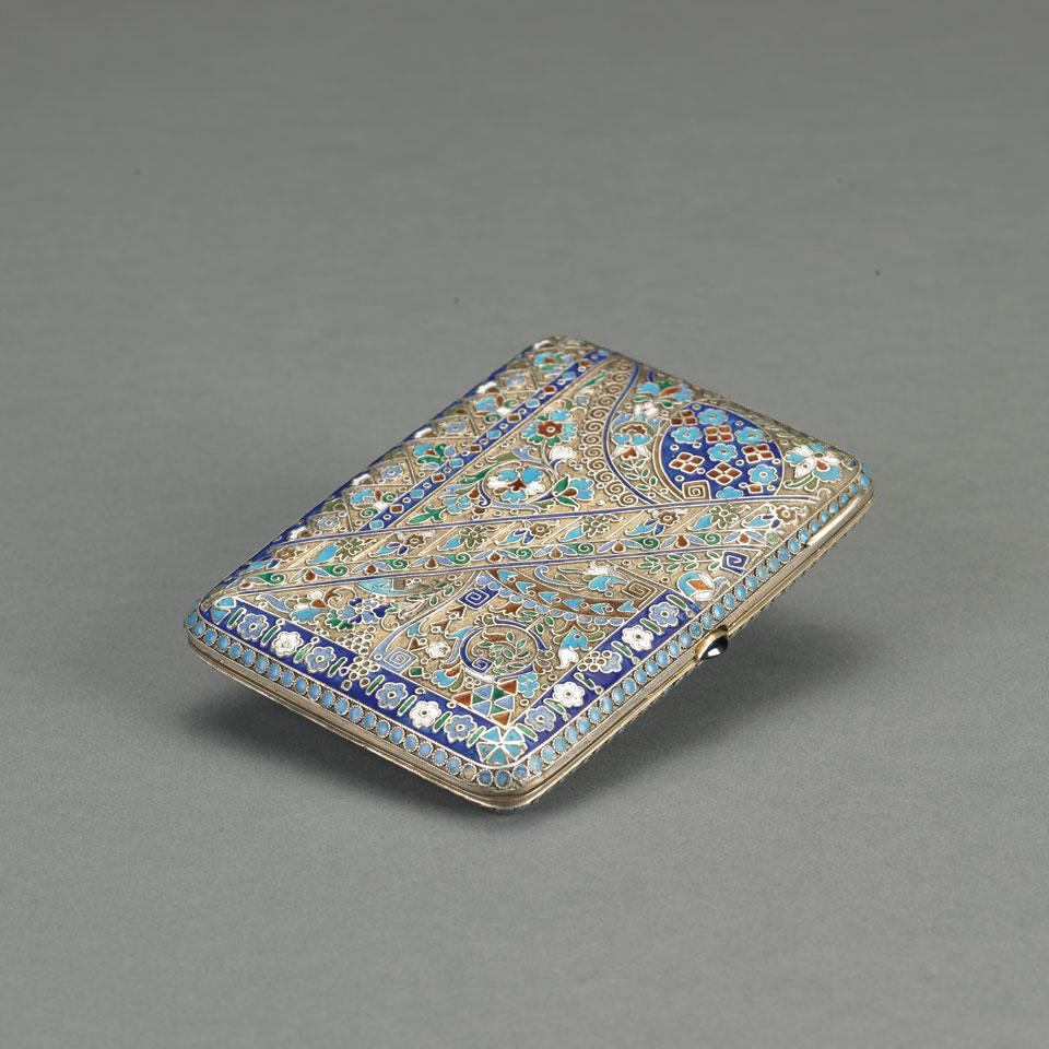Russian Silver and Enamel Cigarette Case, Moscow, c.1898