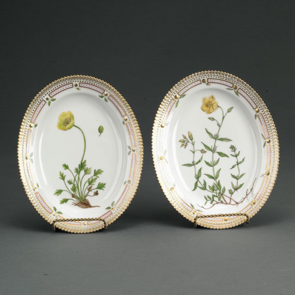 Pair of Royal Copenhagen ‘Flora Danica’ Oval Dishes, 20th century