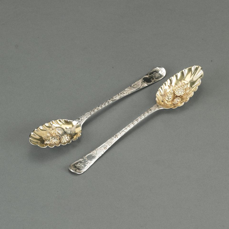 Pair of George III Silver Berry Spoons, Thomas Chawner, London, 1775