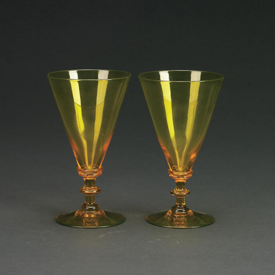 Pair of English Amber Glass Wines, early 19th century