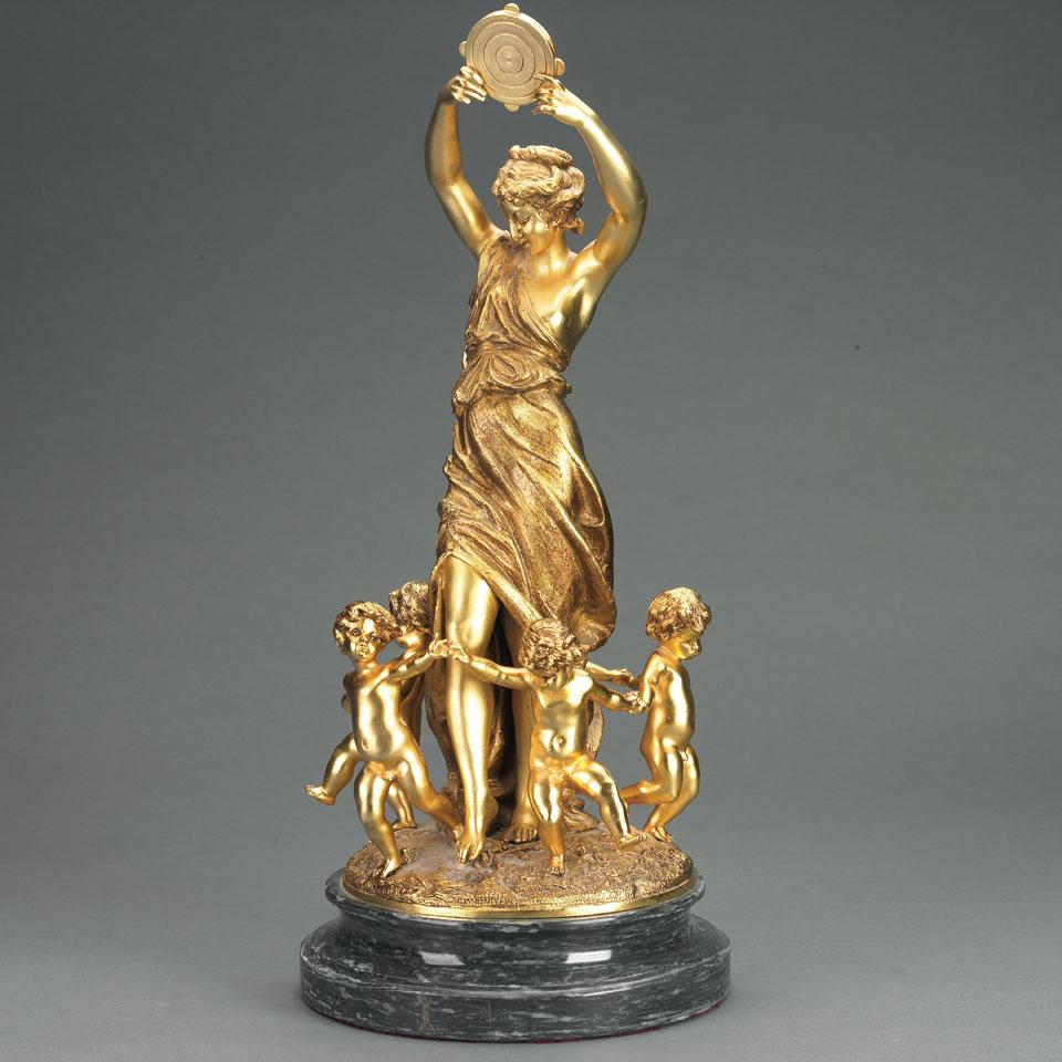 Gilt Bronze Group of Terpsichore and Putti, 20th century