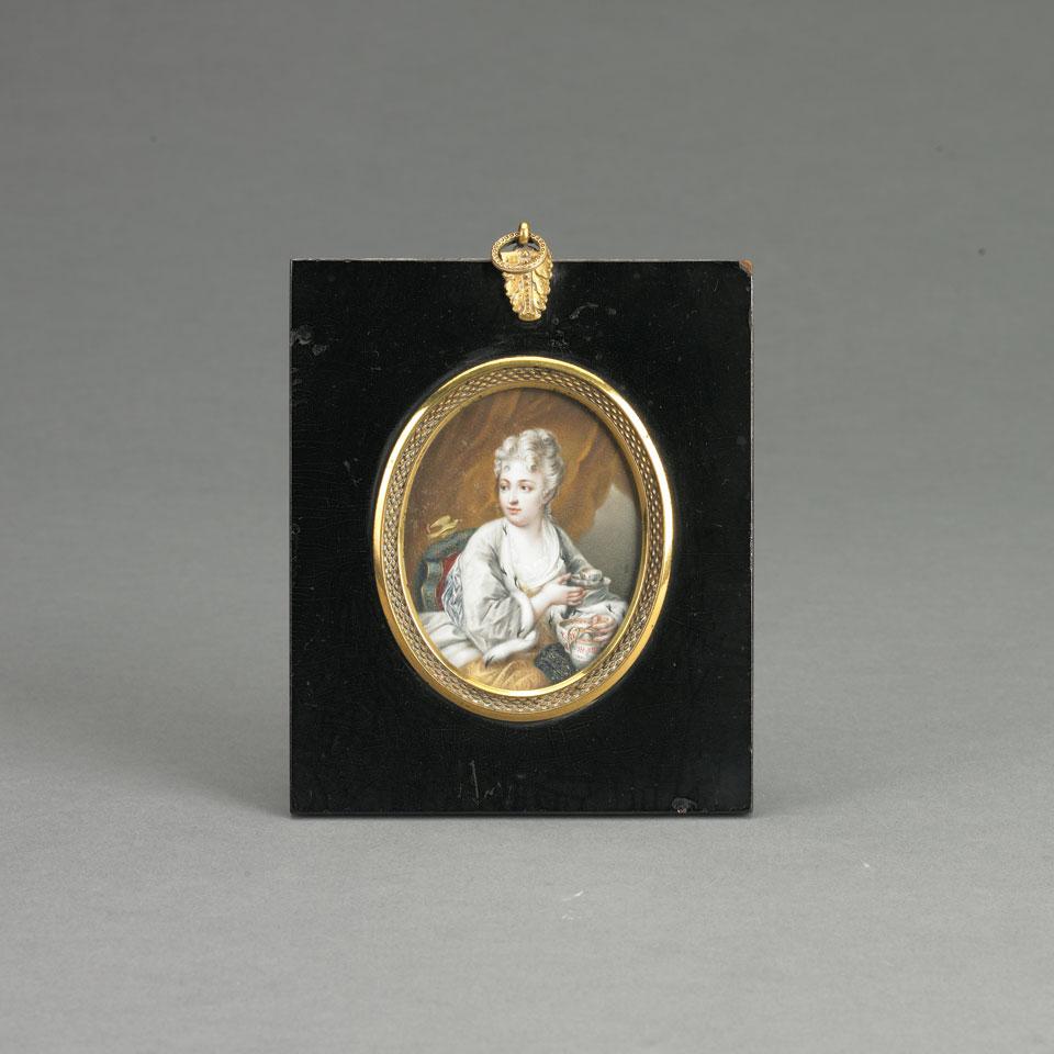 Painted Portrait Miniature of a Russian Noblewoman, 19th century