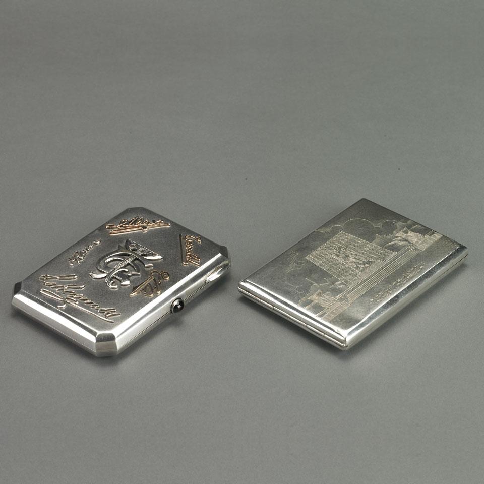Two Continental Silver Cigarette Cases, 20th century