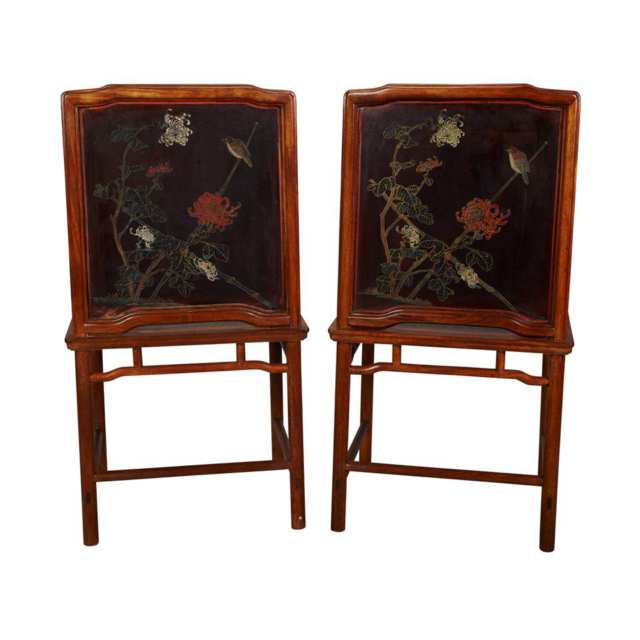 Four Hardwood and Lacquered Chairs, Early 20th Century