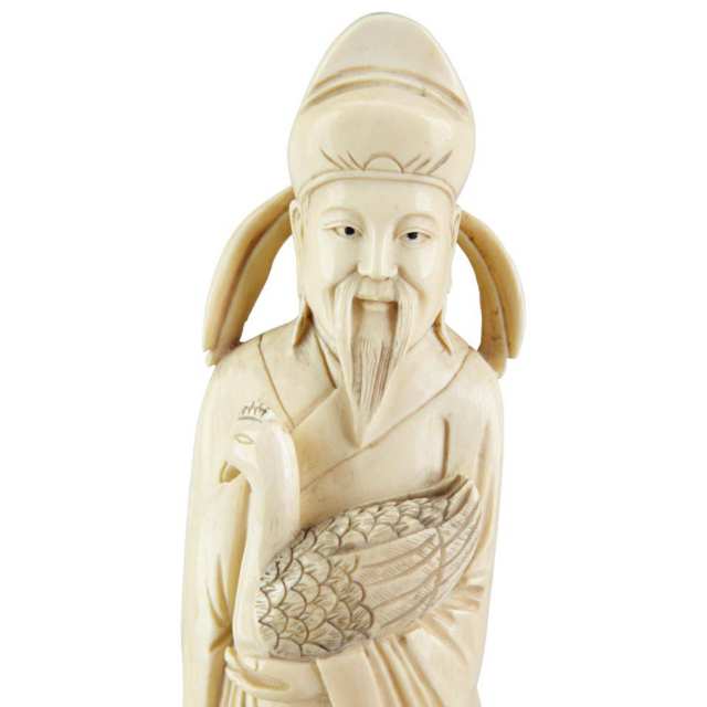 Ivory Carved Figure of a Man and Goose