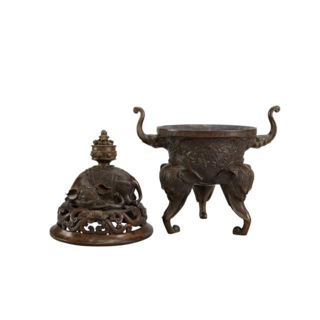 Bronze Tripod ‘Elephant’ Censer, Qianlong Mark