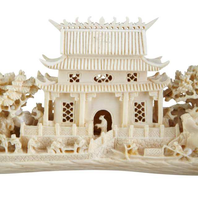 Large Reticulated Ivory Landscape Scene