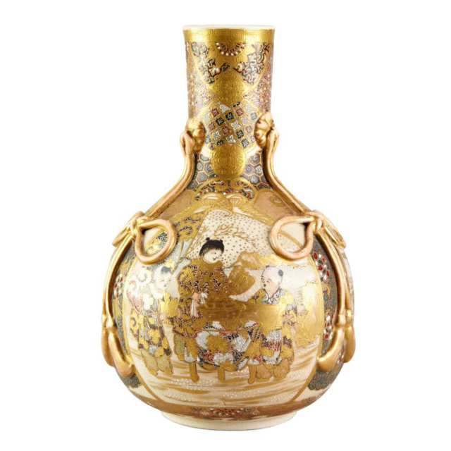 Satsuma Bottle Vase, Circa 1910