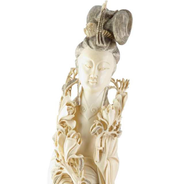 Pair of Large Ivory Carved Beauties