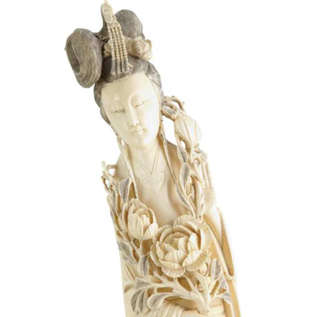 Pair of Large Ivory Carved Beauties