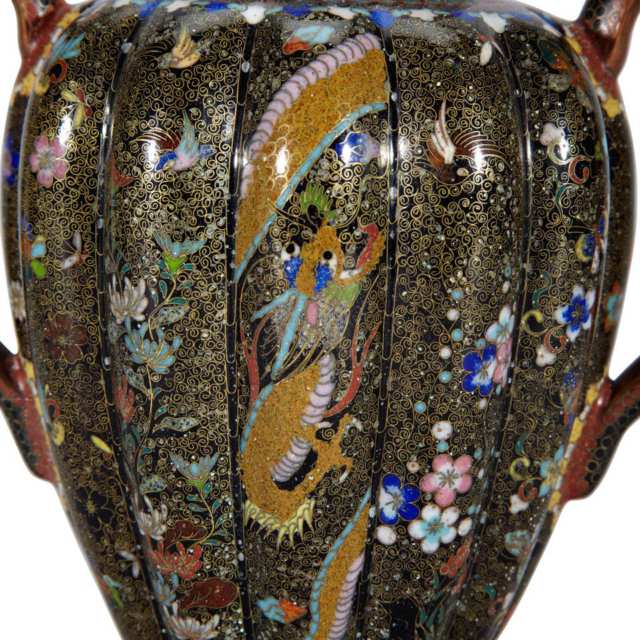 Cloisonné Enamel Two-Handled Vase and Cover, Circa 1900