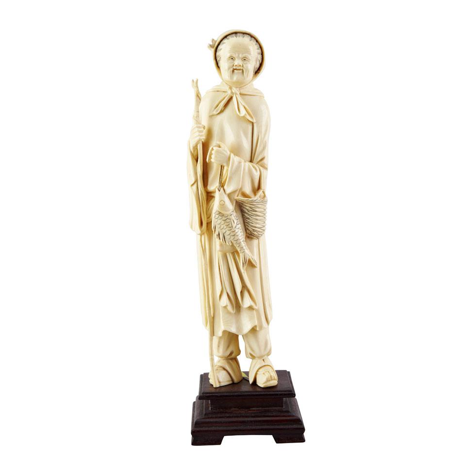 Ivory Carved Figure of a Female Fisher