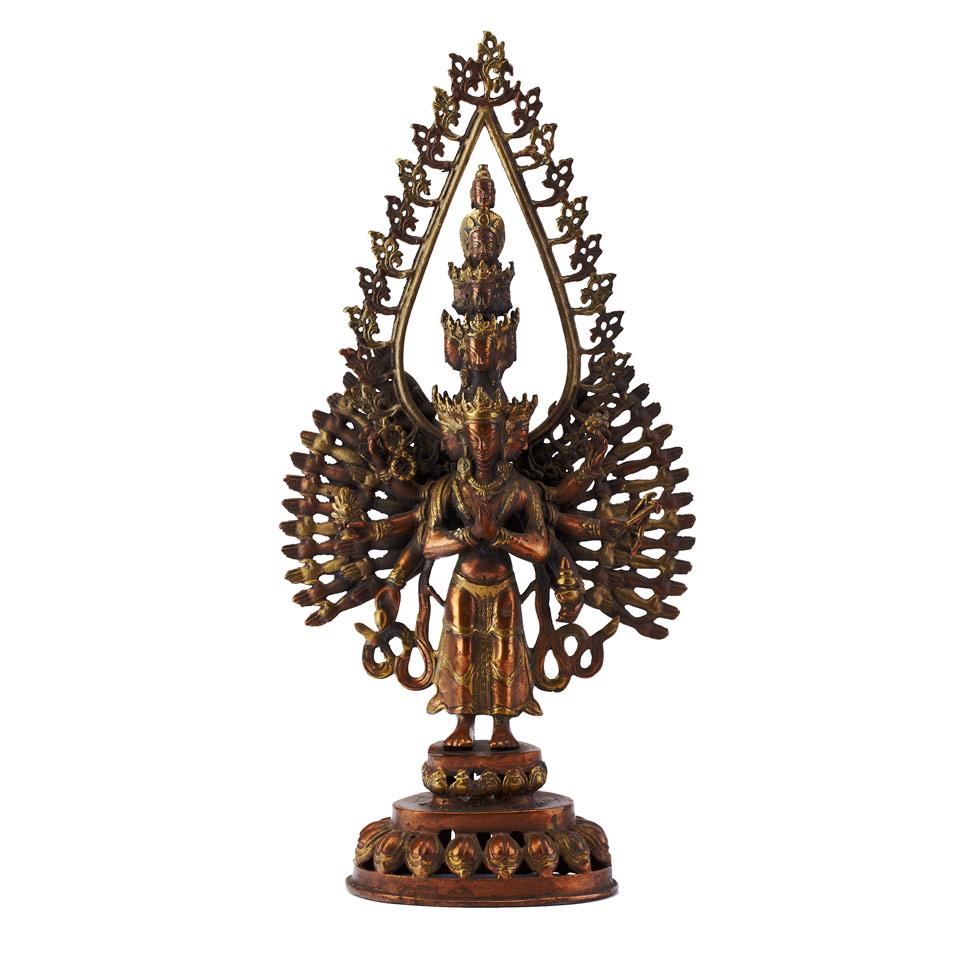 Gilt Copper Figure of Avalokitesvara