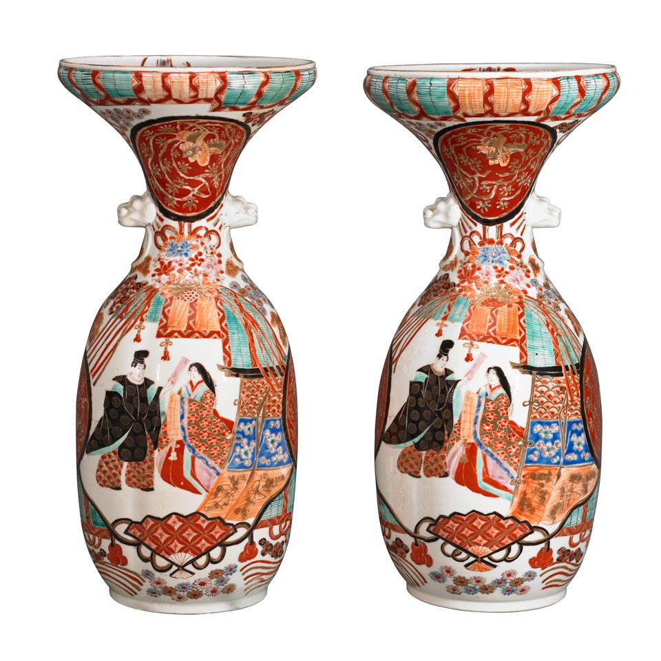 Pair of Fukugawa Baluster Vases, 19th Century