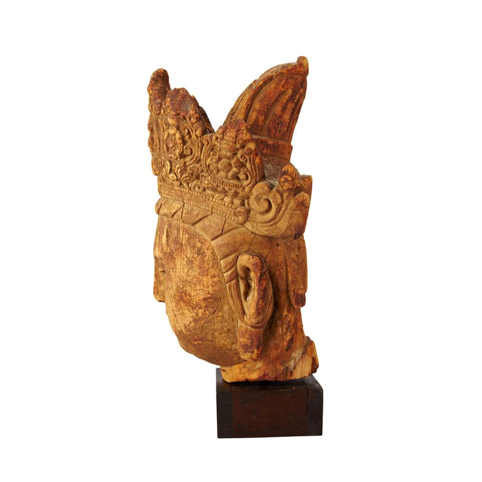 Wood Carved Guanyin Head, Yuan Dynasty (1279-1368)