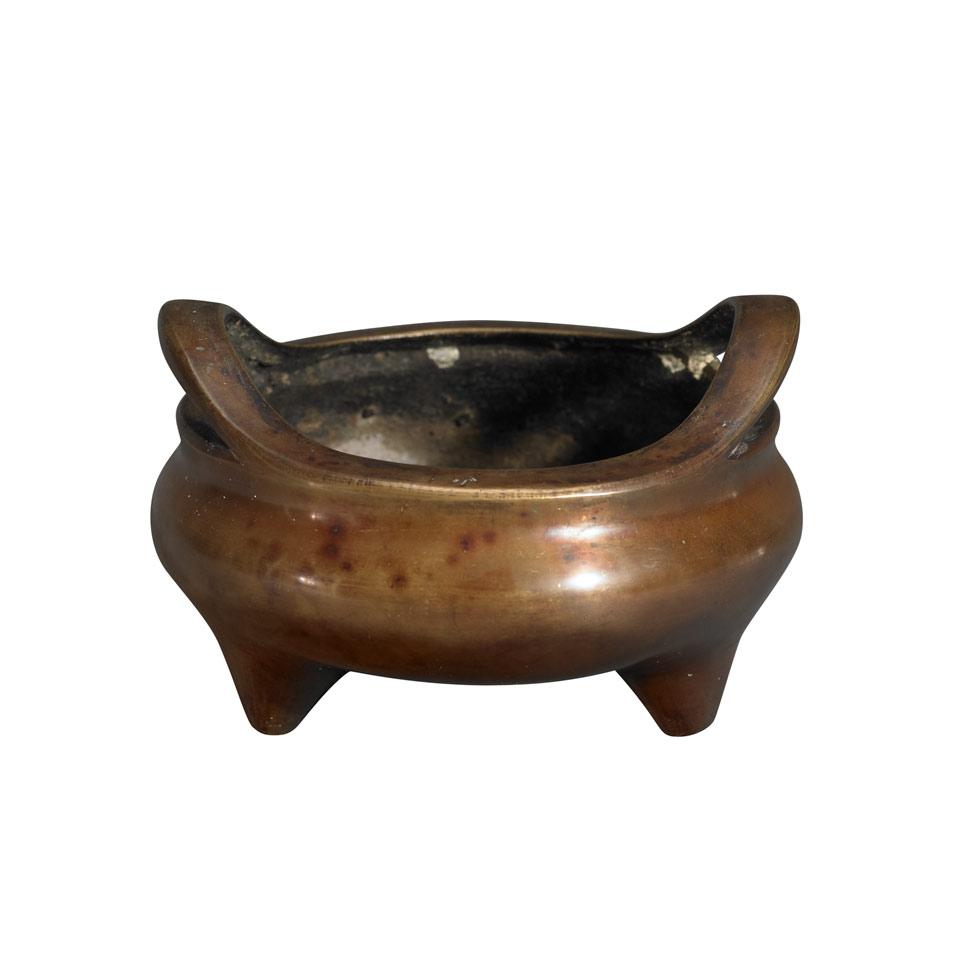 Bronze Tripod Censer, Xuande Mark, Late Qing Dynasty 