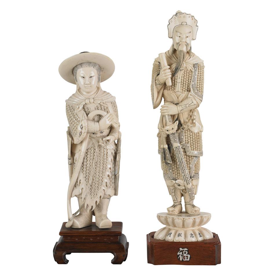 Two Ivory Carved Warriors