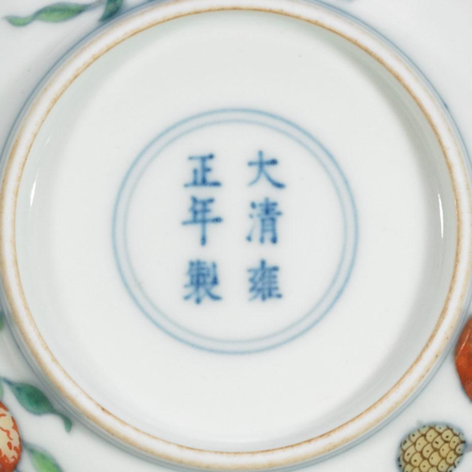 Small Doucai ‘Sanduo’ Dish, Yongzheng Mark
