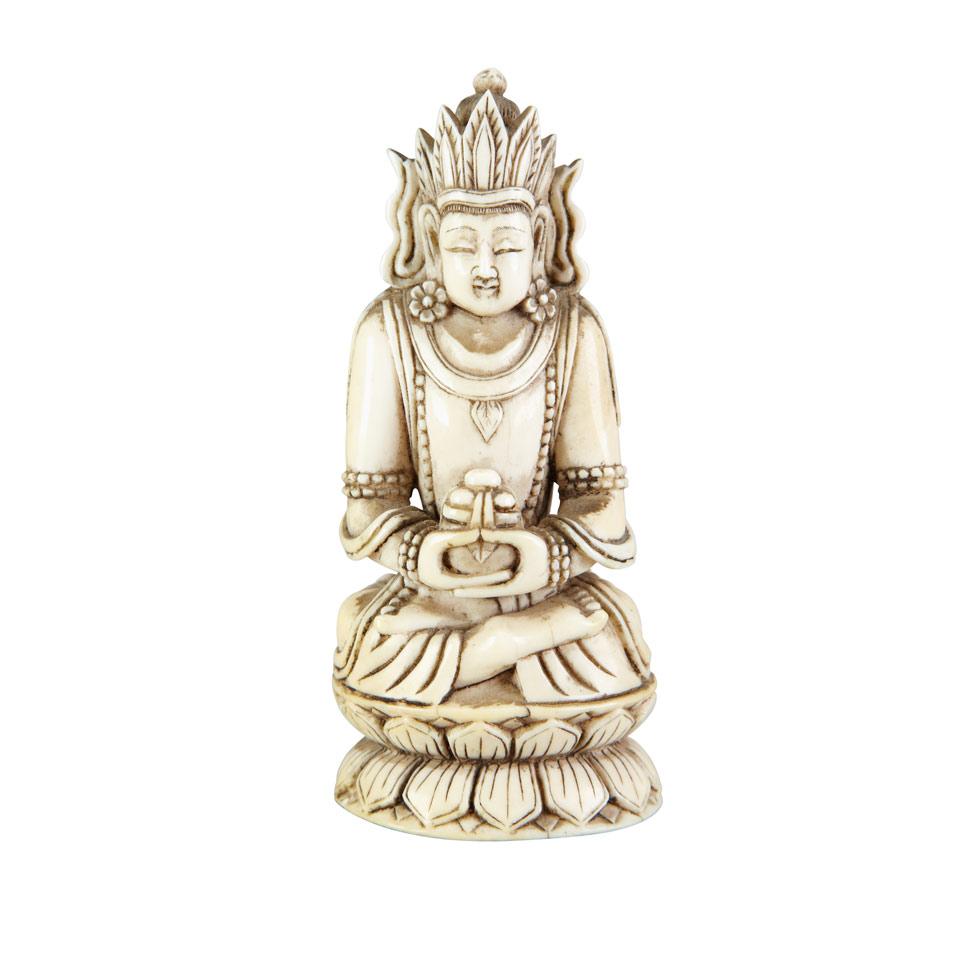 Small Ivory Carving of Amitayus, Late Qing Dynasty