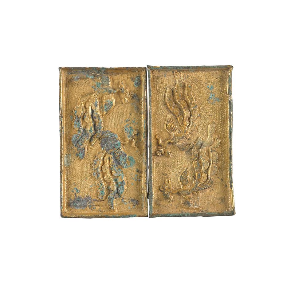 Two Bronze Belt Ornaments, Tang Dynasty
