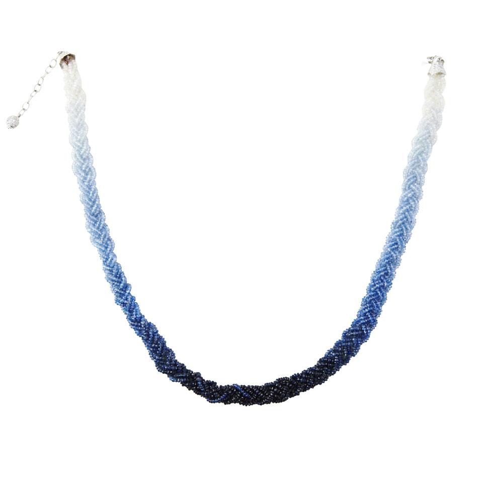 Braided Multi-Strand Sapphire Bead Necklace