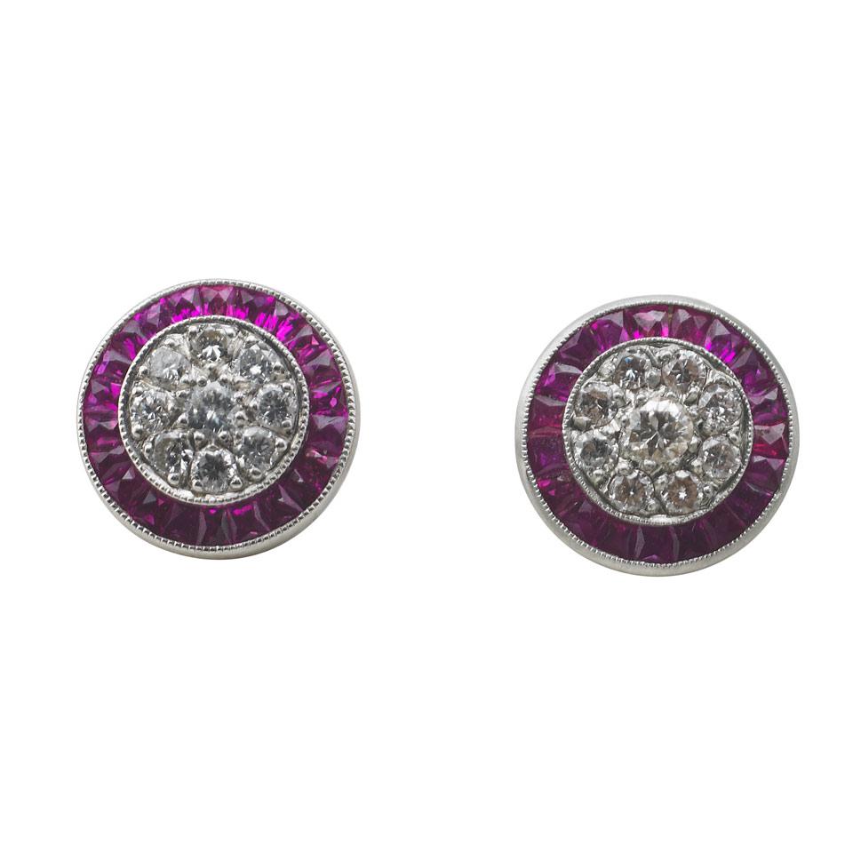 Pair Of Platinum Button Earrings