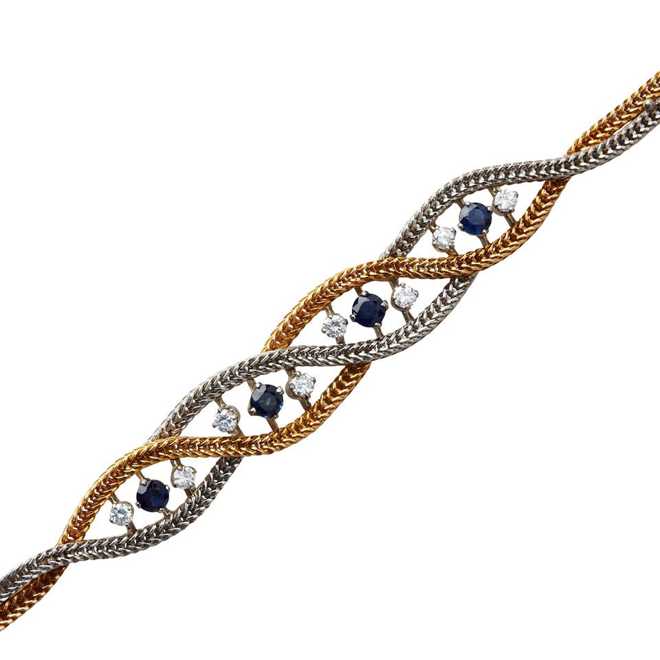 18k Yellow And White Gold Braided Bracelet
