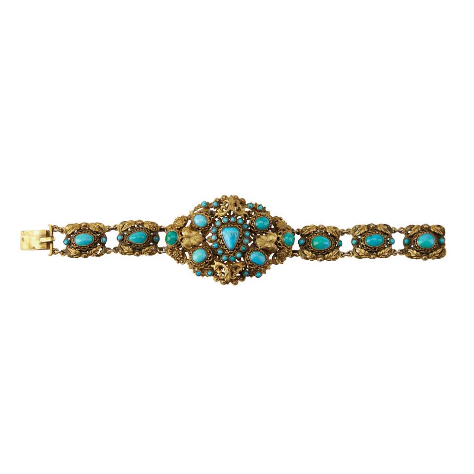 19th Century French 800 Grade Silver Gilt Bracelet