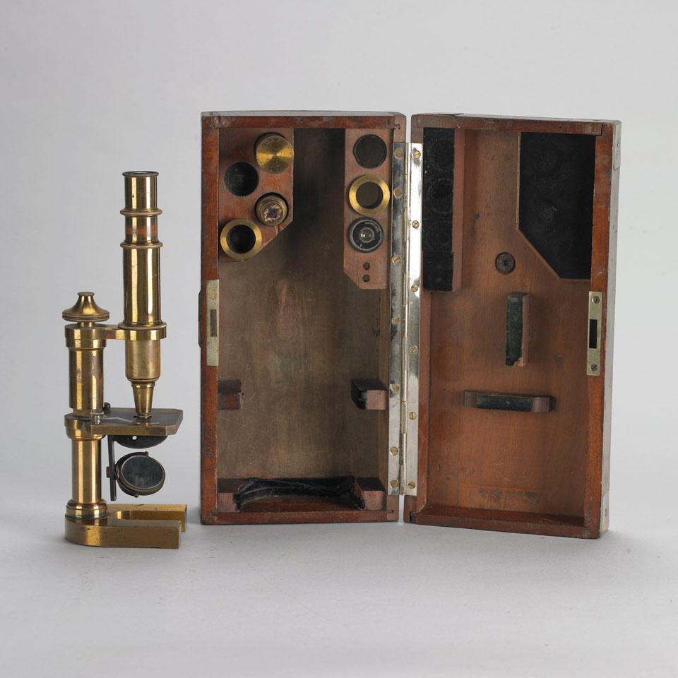 Early Carl Zeiss Lacquered Brass Monocular Microscope, 19th century