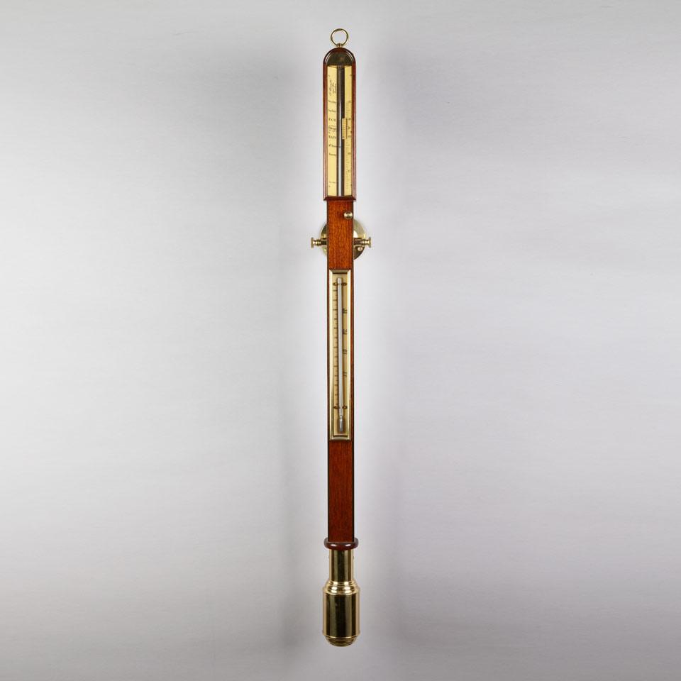 English Mahogany and Lacquered Brass Marine Stick Barometer, Comitti & Son, London, 20th century