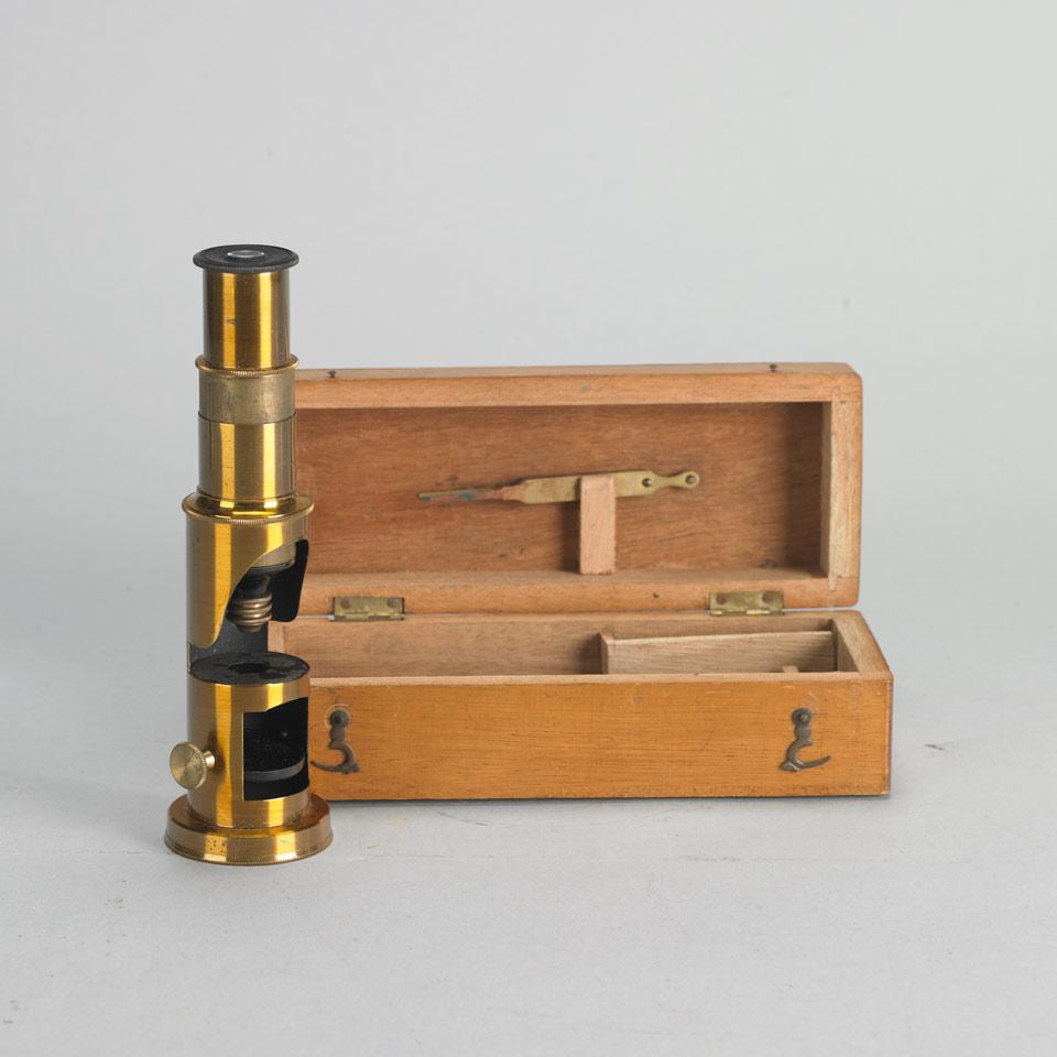 English Lacquered Brass Student’s Drum Microscope, c.1920