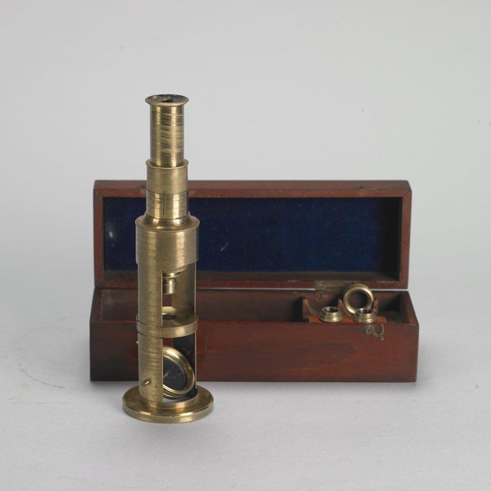 English Lacquered Brass Student’s Drum Microscope, mid 19th century
