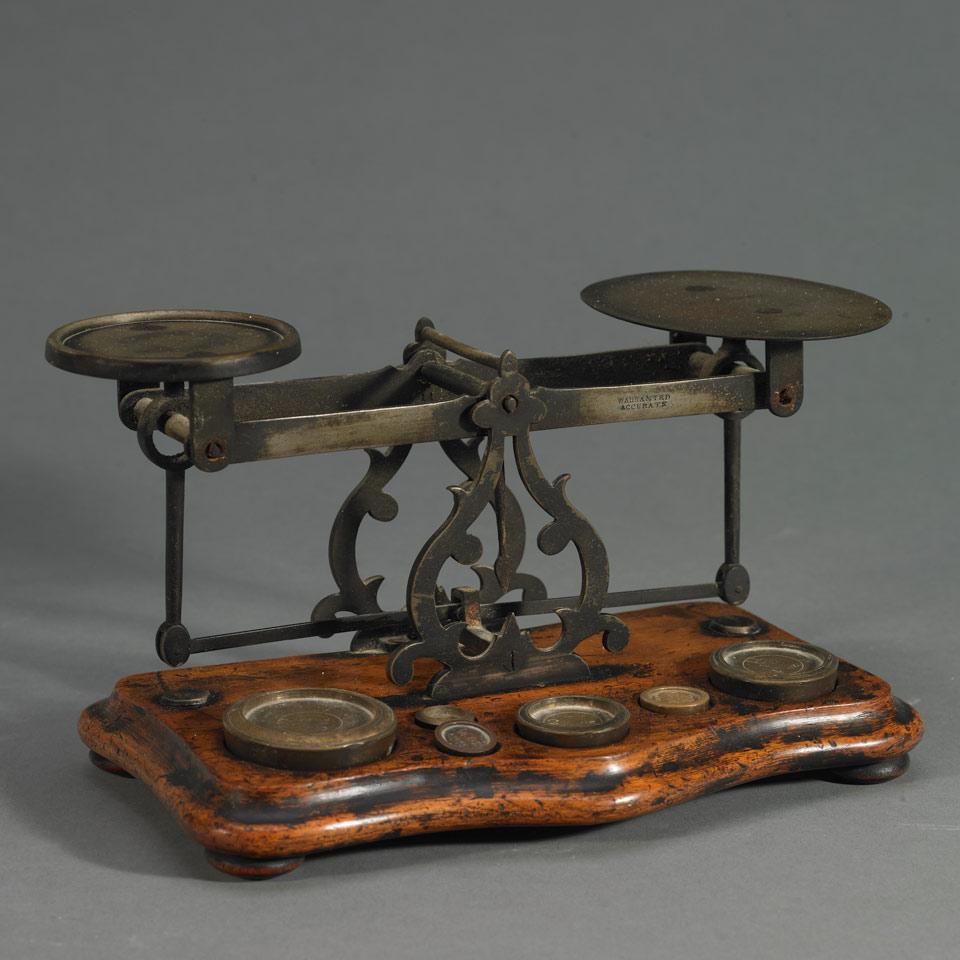 Victorian Brass and Maple Postal Scale, 19th century