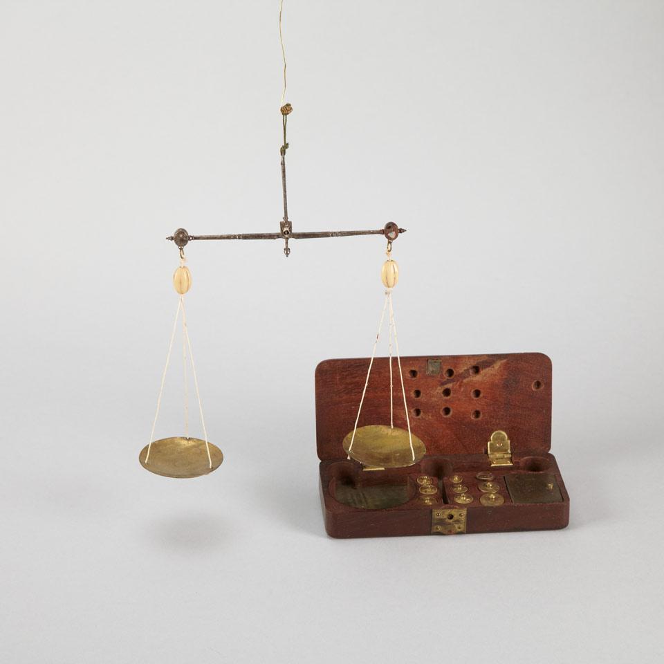 English Steel and Brass Coin Balance Scale, 18th century
