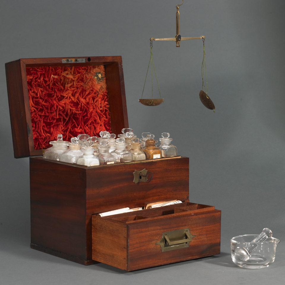 English Mahogany and Lacquered Brass Traveliing Apothecary Case, 19th century