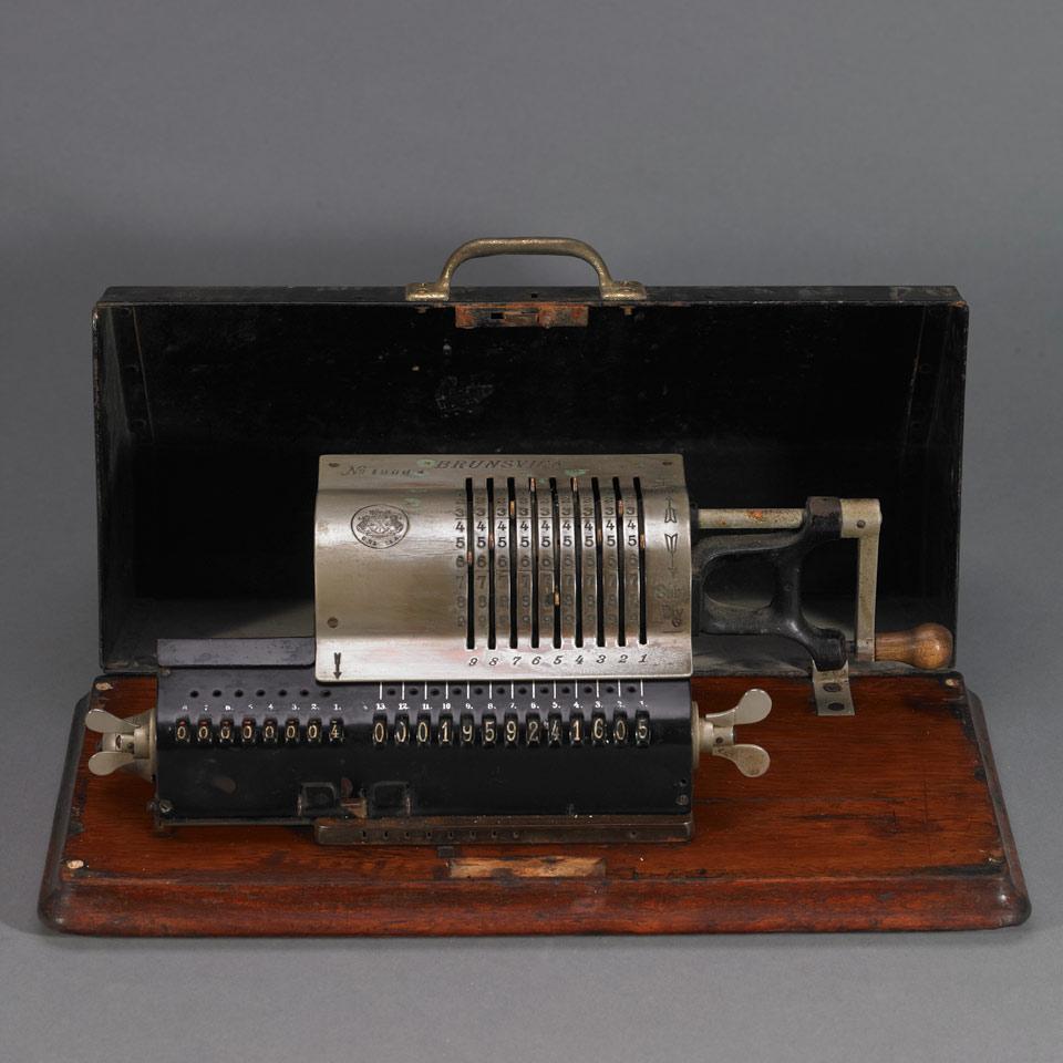Cased Model B Brunsviga Pinwheel Mechanical Calculator, Serial No. 1900, late 19th century