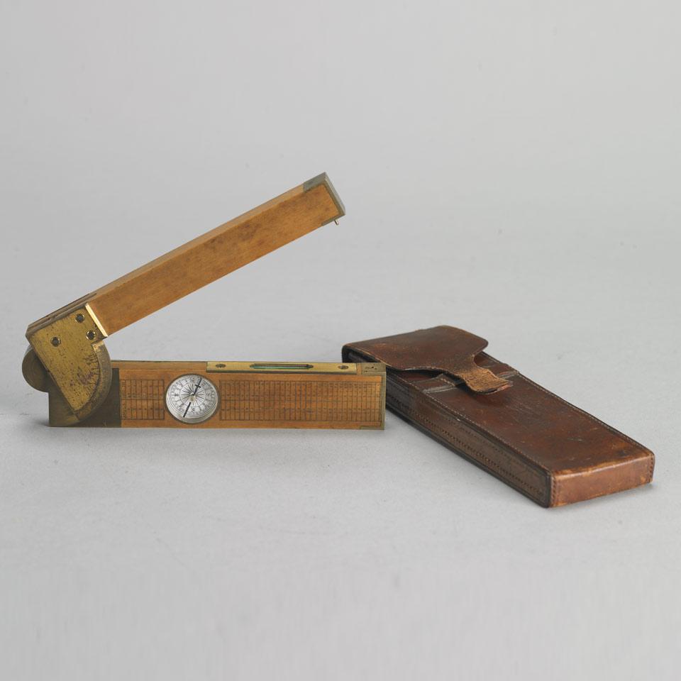 English Boxwood and Lacquered Brass inclinometer, early 20th century