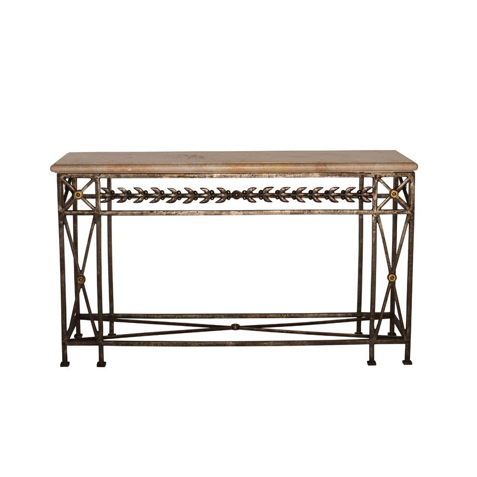 Italianate Wrought Metal Gilt Mounted Console Table with marble top
