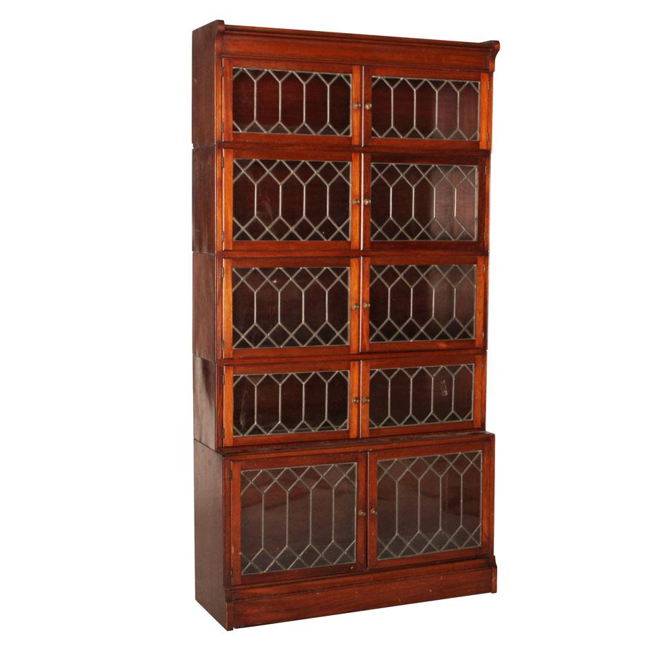 Edwardian Mahogany Five Tier Stacking Bookcase with leaded glass panels