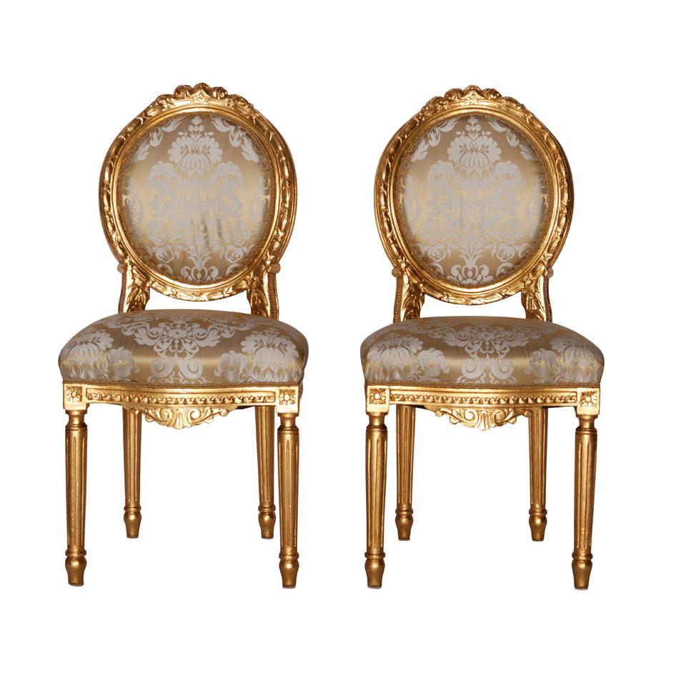 Set of Six French Giltwood Louis XVI  Style Chaises