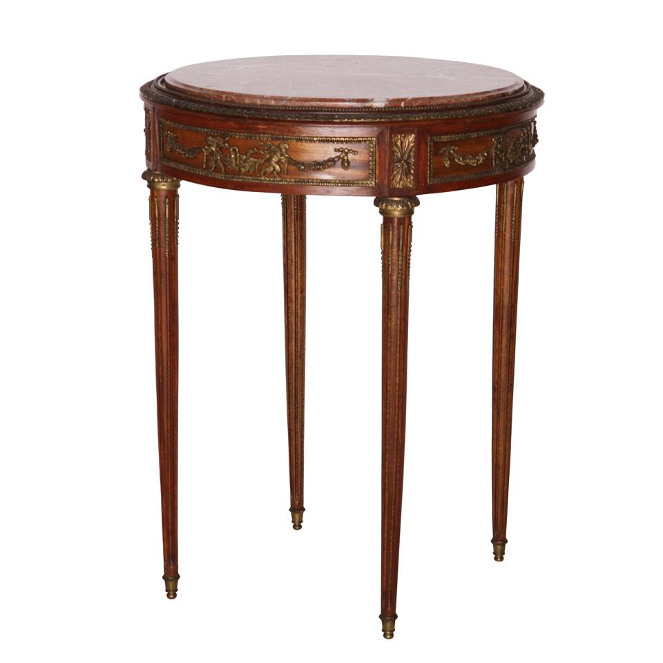 Louis XVI Style Ormolu Mounted Occasional Table with rouge royal marble top