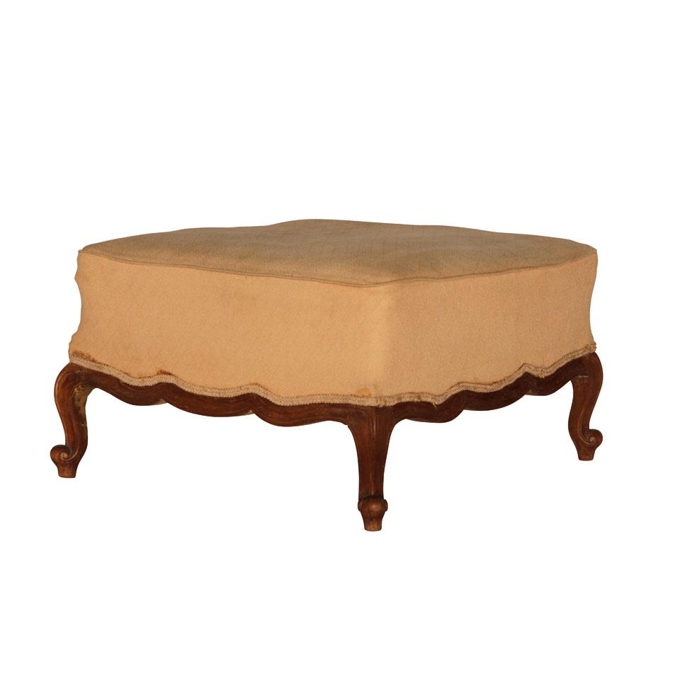 French Provincial Louis XV Style Upholstered Footstool