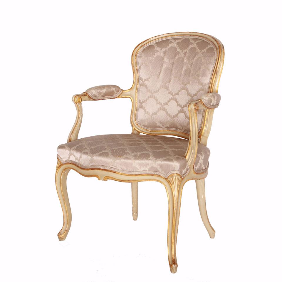 Nineteenth Century Louis XV Style Faux Painted Fauteuil