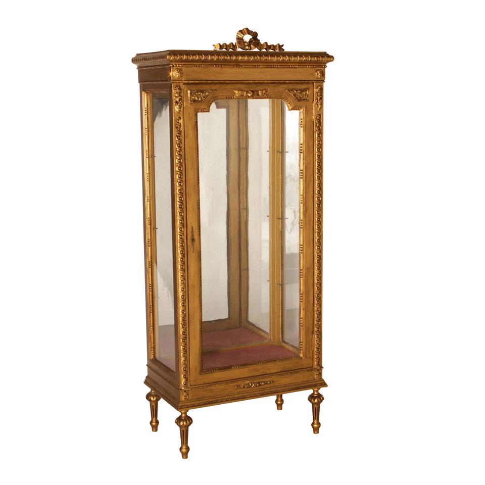 Louis XVI Style Gilt Vitrine Cabinet