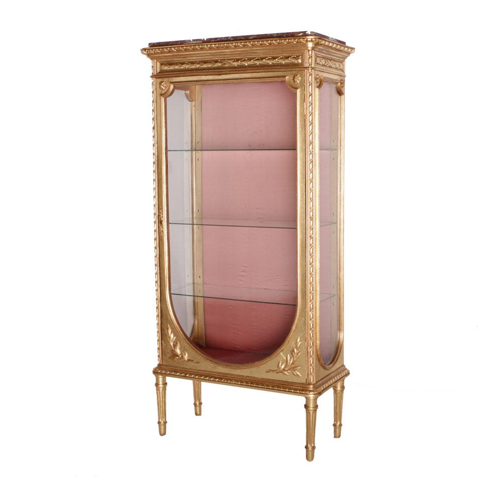 Louis XVI Style Giltwood Vitrine Cabinet