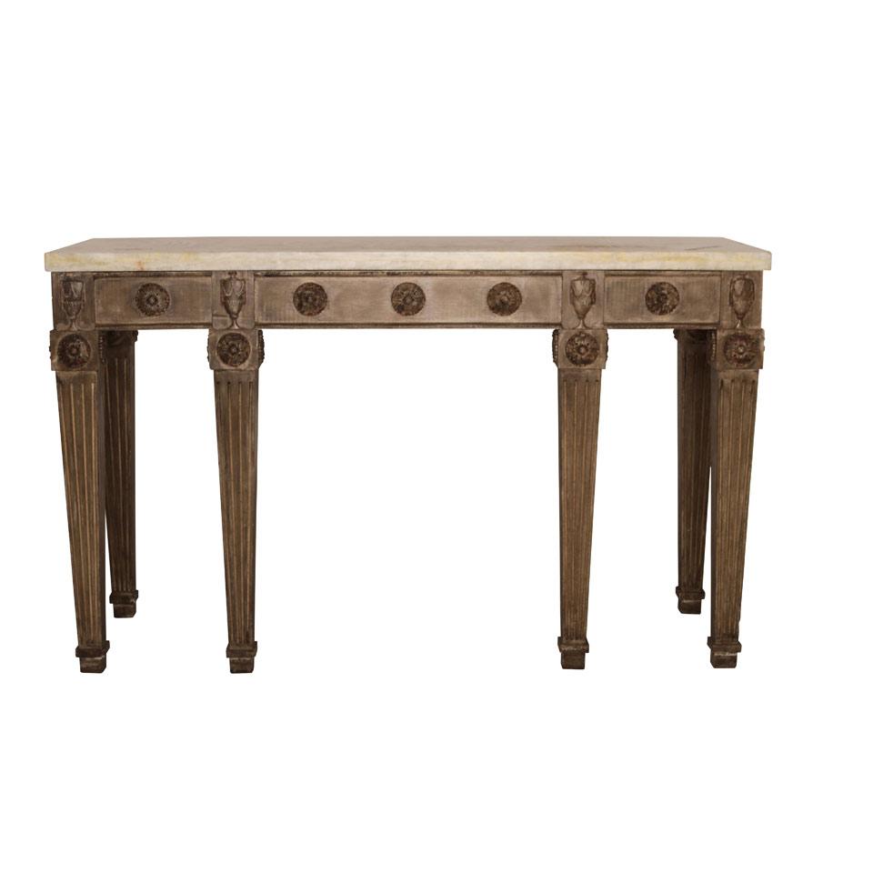 Neoclassical Style Silver Giltwood Console Table with Onyx Top, 20th century