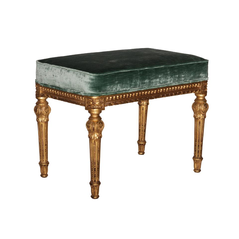 Louis XVI Style Giltwood Upholstered Bench