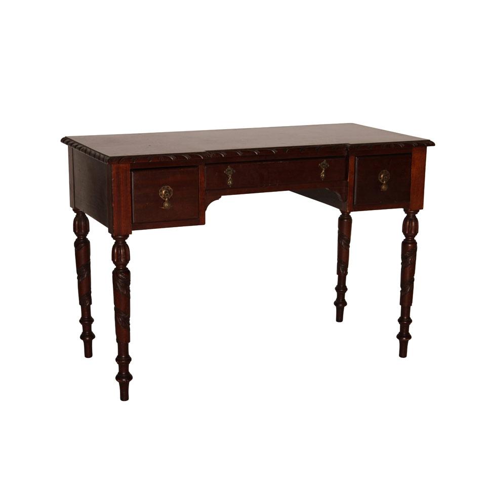 Late Victorian Walnut Writing Table with foliate carved legs