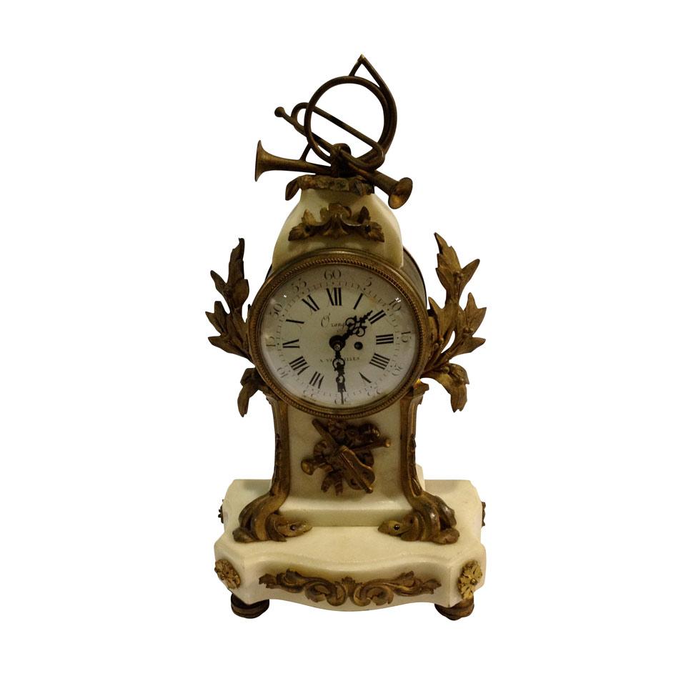 French Ormolu Mounted Alabaster Table Clock, 19th century