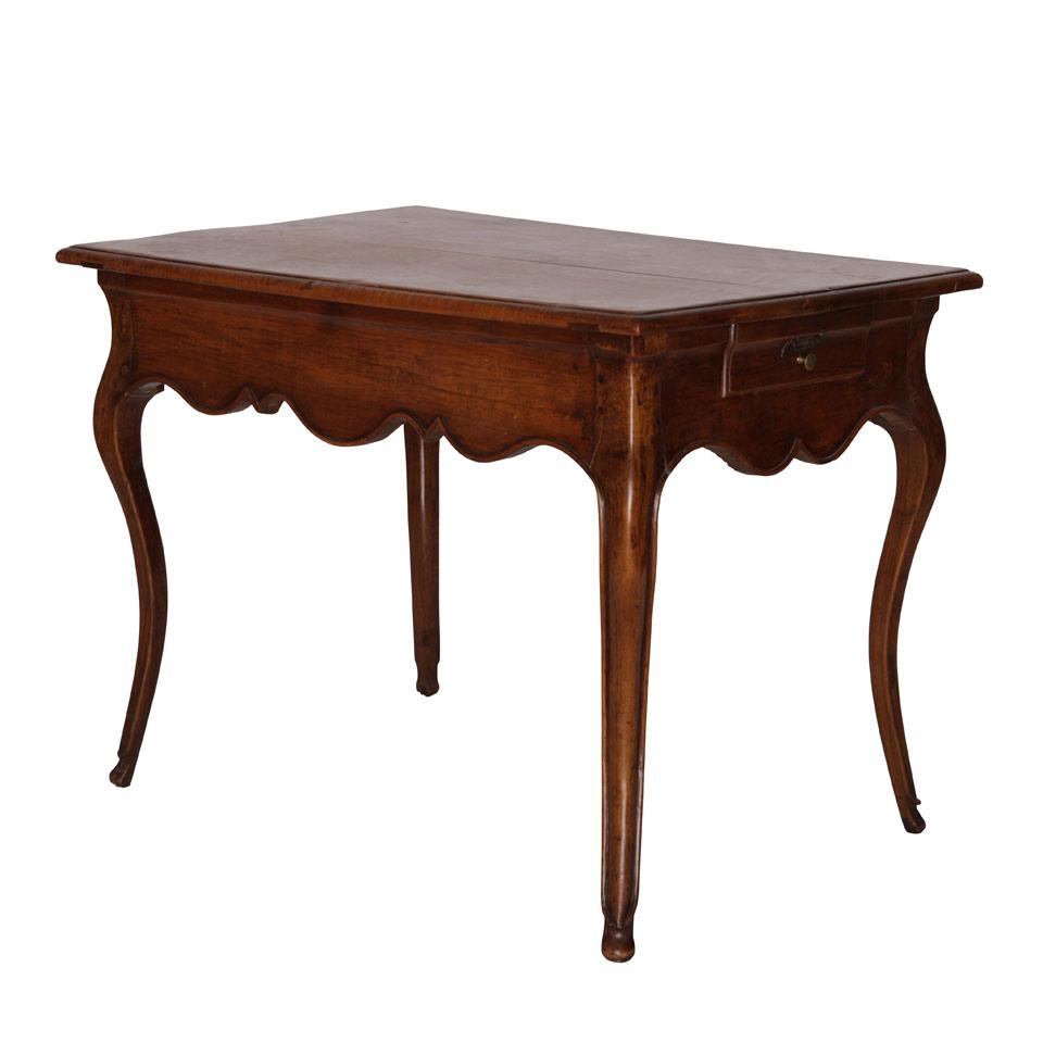 Quebec Maple and Walnut Louis XV style Work Table, late 18th c. with alterations, fitted with drawer